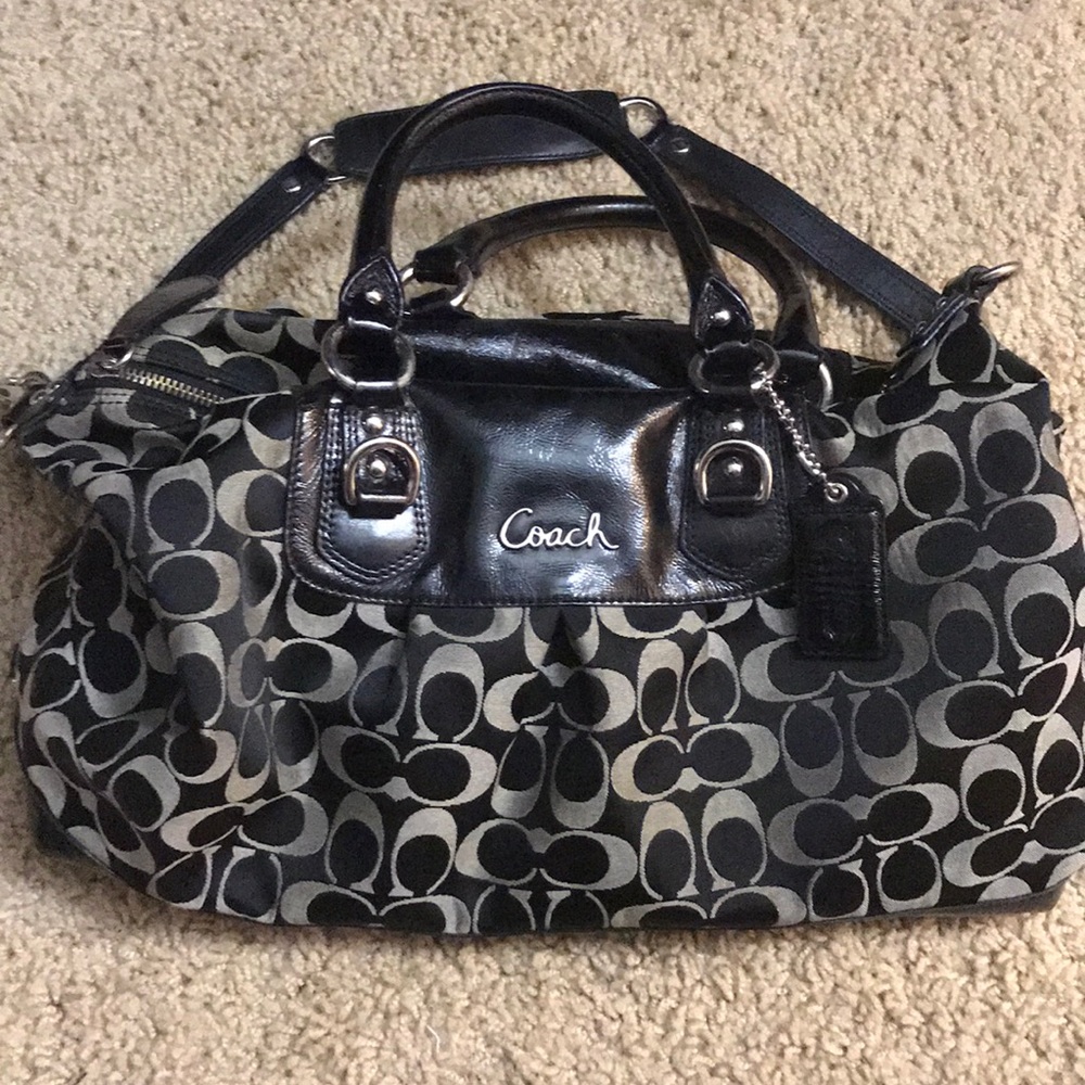 Black and Grey Coach Logo Bag